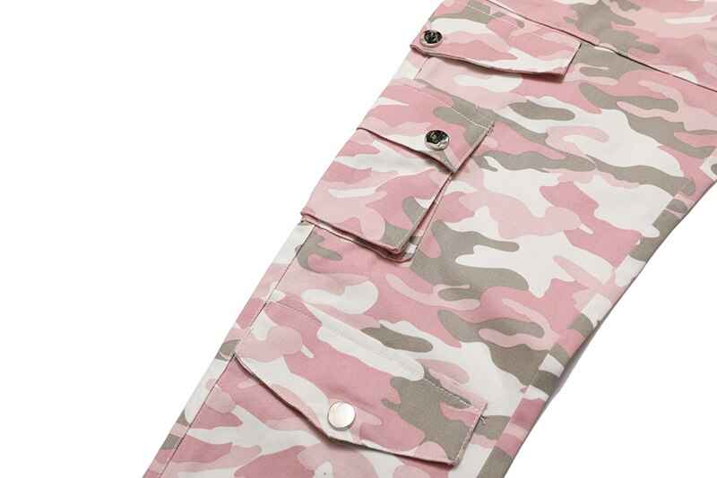 PK21 Straight Multi-pocket Cargo Pants - Pink Camo