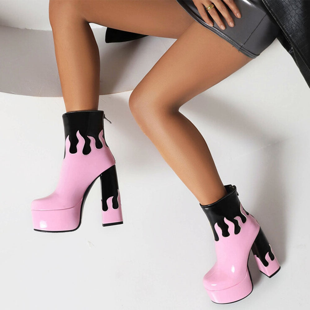 ELAXI High Heel Platform Ankle Boots - Sneakernational
