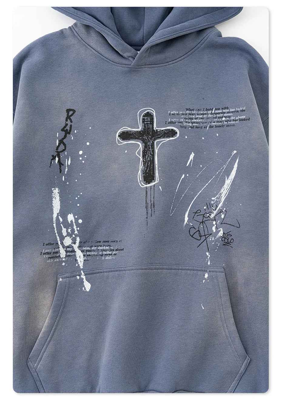 Crucifix Cross Graphic Pullover Hoodie