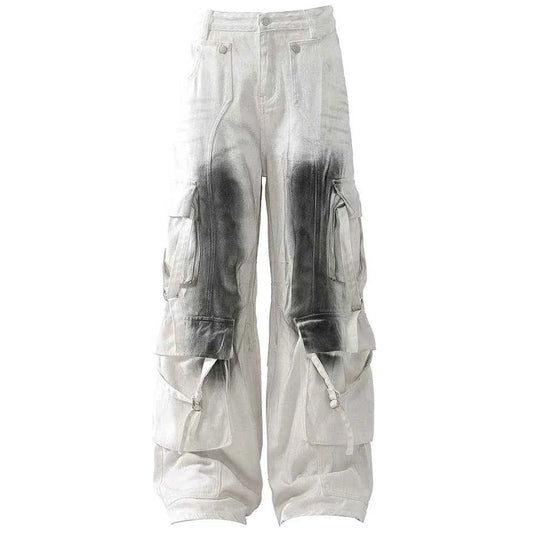 Multi Buckles Black Spot Pants