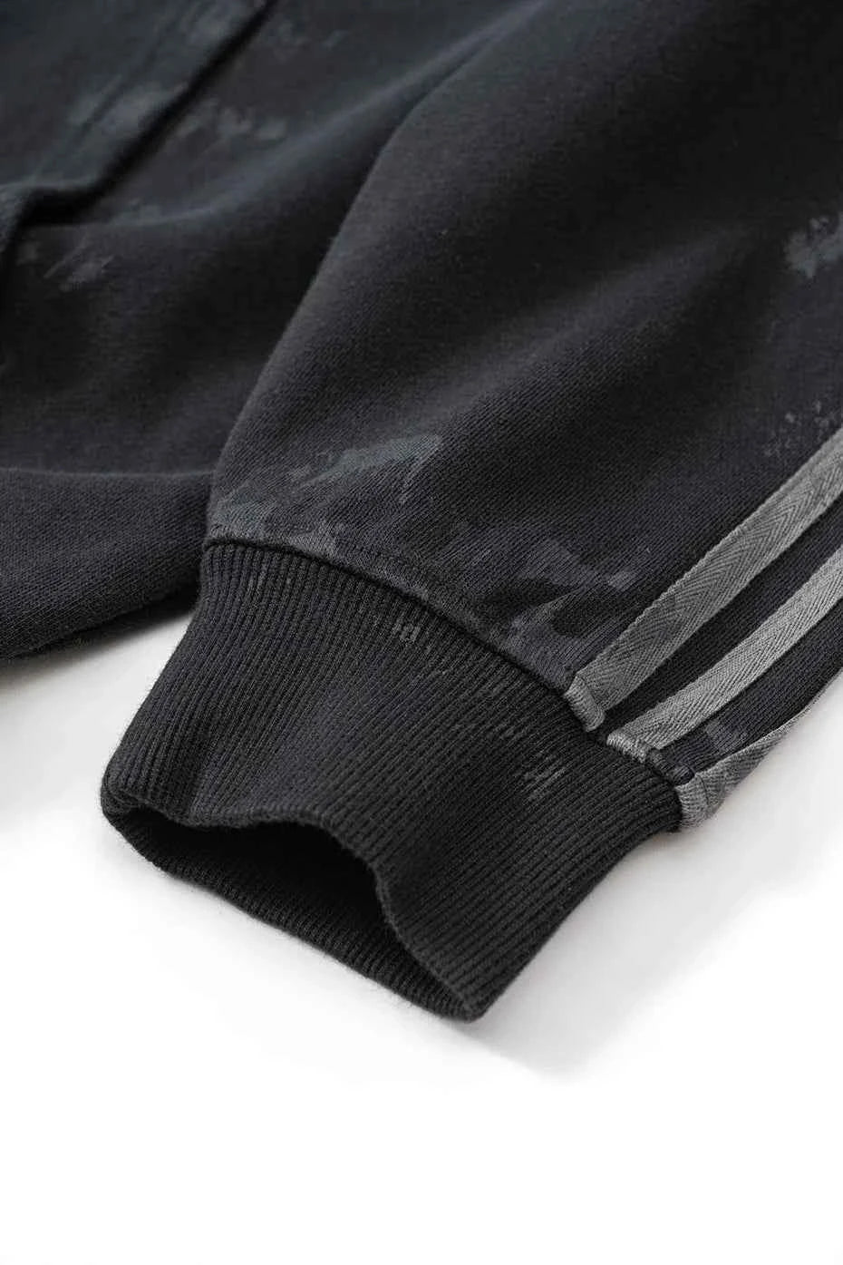 Coal Black Striped Sleeves Hoodie