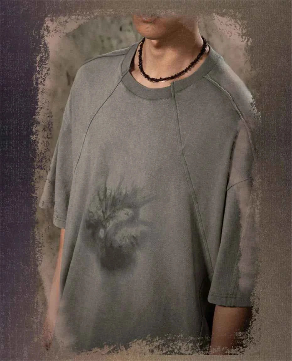 Gray Faded Color Loose T-Shirt