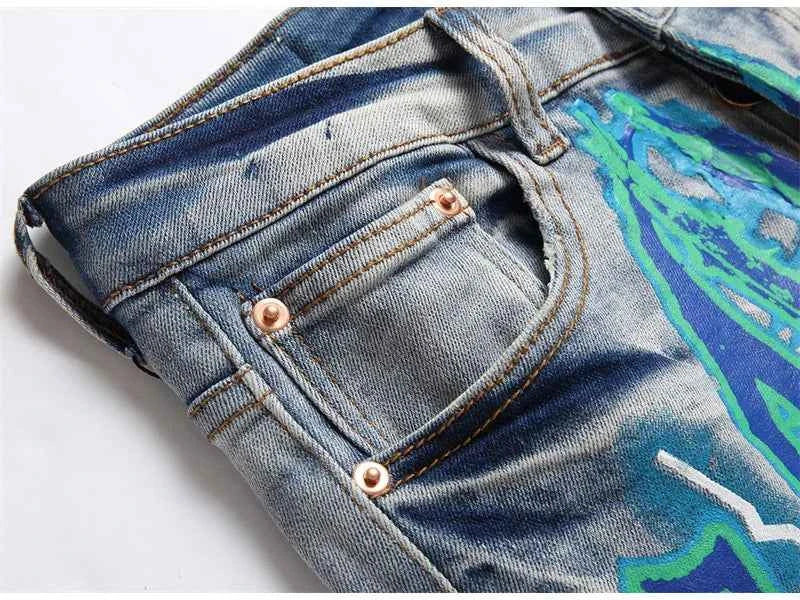 SAVAGE Letters Lightning Ripped Pants