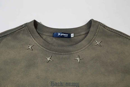 Tie-Die Metal Star Ripped T-Shirt