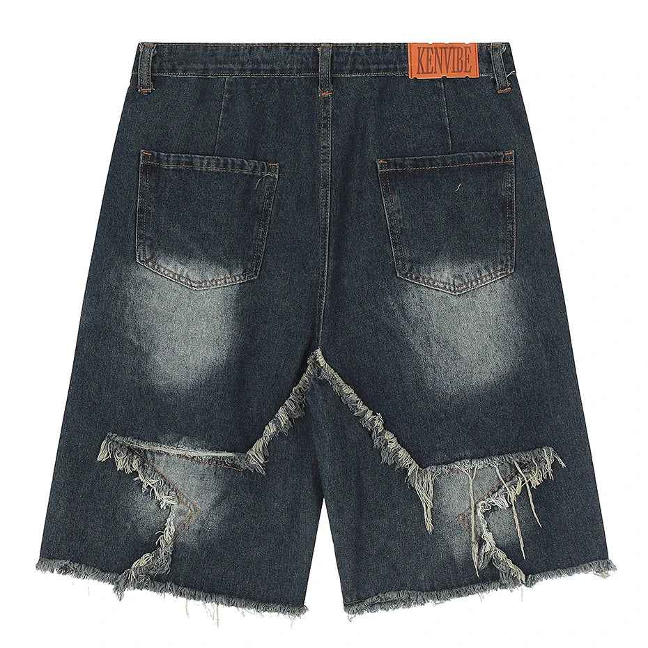 Blue Denim Tassel Star Shorts
