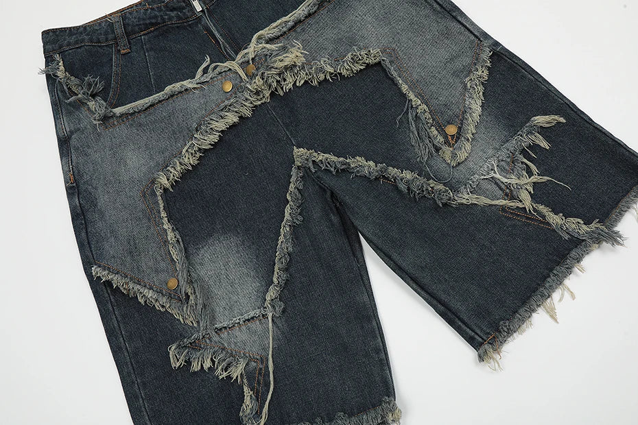 Blue Denim Tassel Star Shorts - Sneakernational