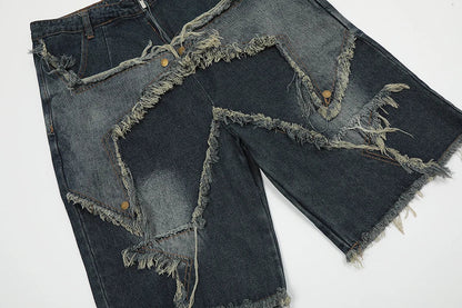 Blue Denim Tassel Star Shorts - Sneakernational