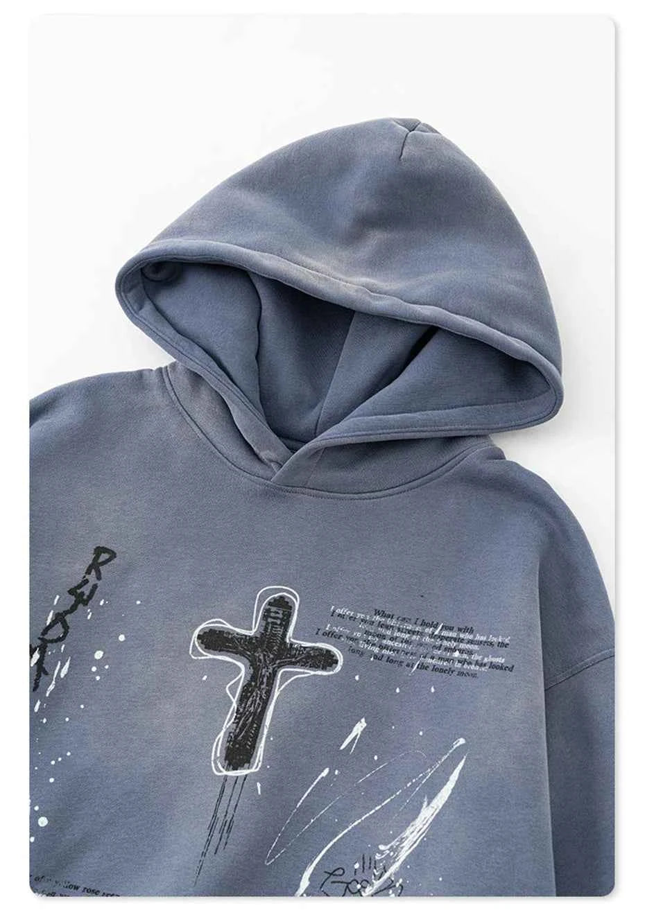 Crucifix Cross Graphic Pullover Hoodie