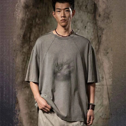 Gray Faded Color Loose T-Shirt