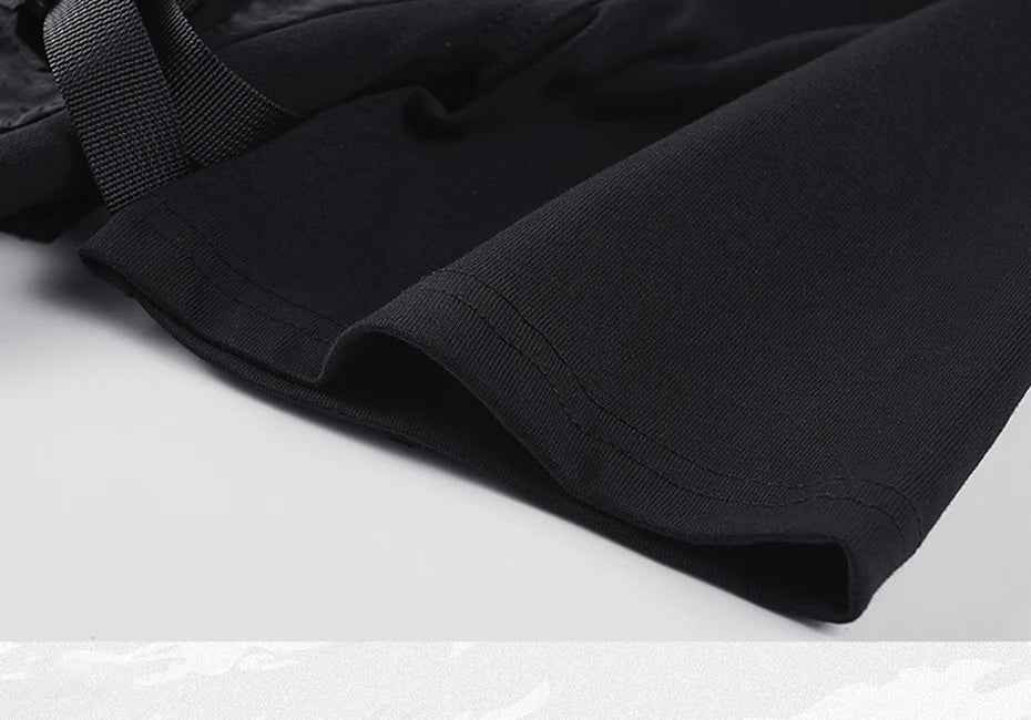 Black Color Half Vest Pockets T-Shirt