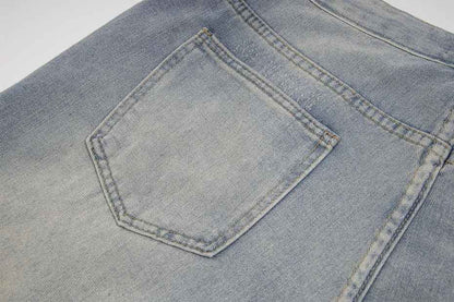 Rhinestone Denim Ripped Shorts