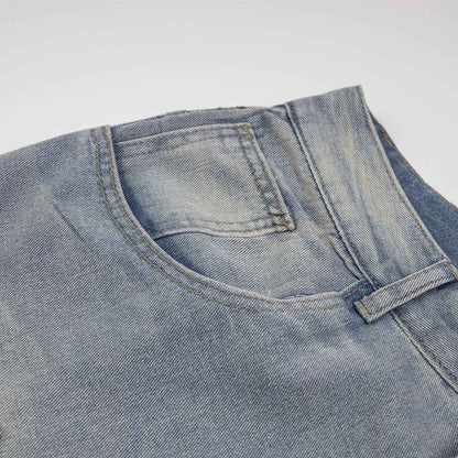 Rhinestone Denim Ripped Shorts