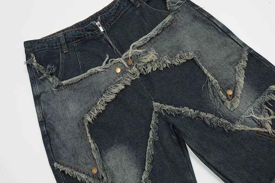 Blue Denim Tassel Star Shorts