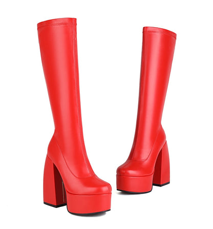DAENE Knee-High Platform Heel Boots - Sneakernational