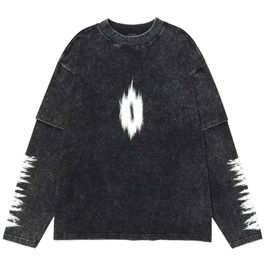 Coal Black Snowflake Sleeve T-Shirt