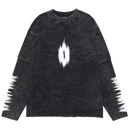 Coal Black Snowflake Sleeve T-Shirt