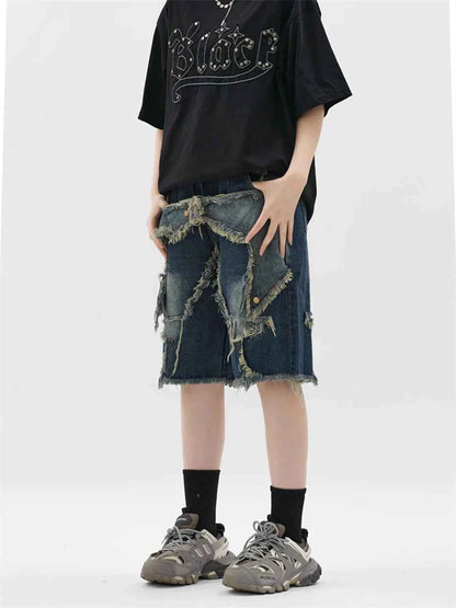 Blue Denim Tassel Star Shorts