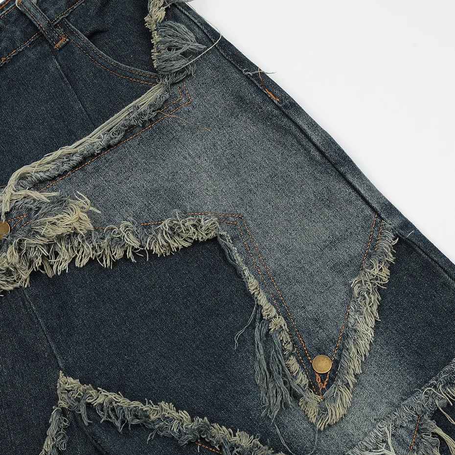 Blue Denim Tassel Star Shorts