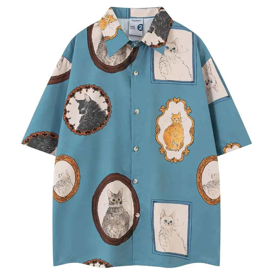 Cat Photo Frame Short Sleeve T-Shirt