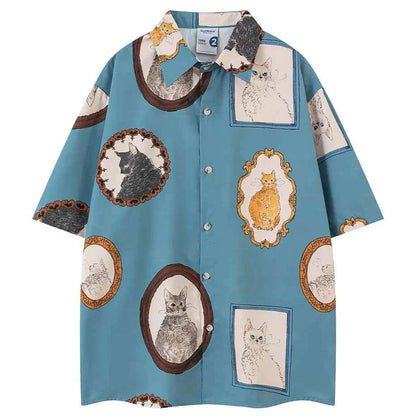 Cat Photo Frame Short Sleeve T-Shirt