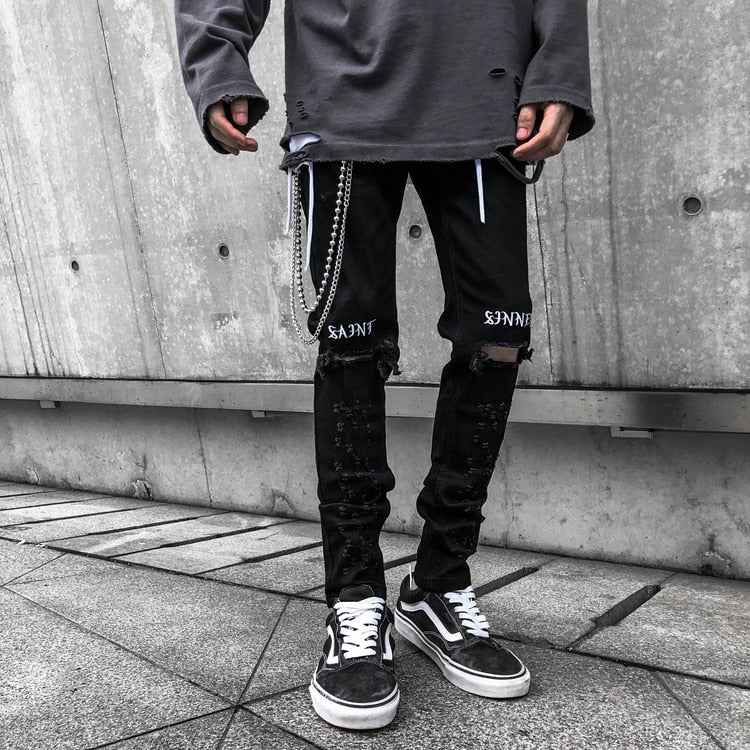 Saint Sinner Distressed Black Jeans