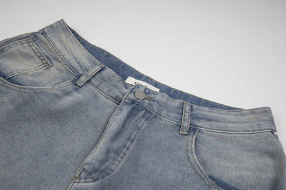 Rhinestone Denim Ripped Shorts - Sneakernational