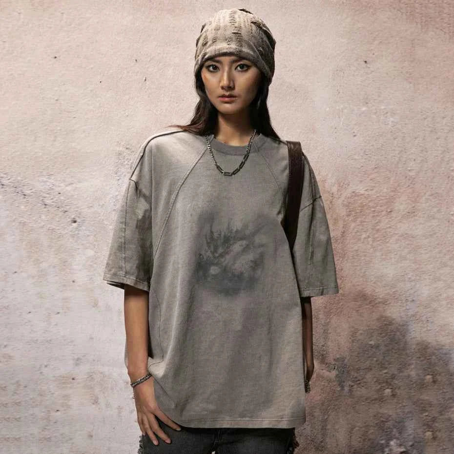 Gray Faded Color Loose T-Shirt