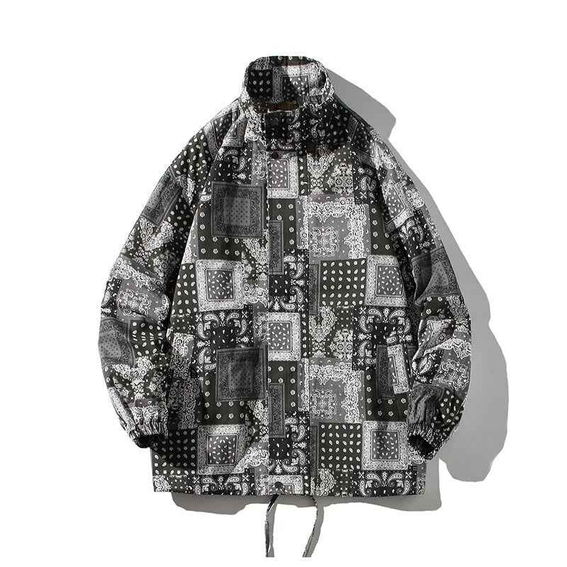 Seamless Stencil Design Round Collar Overshirt