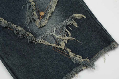 Blue Denim Tassel Star Shorts