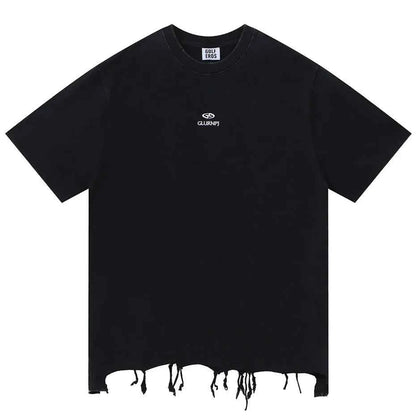 Plain Color Ripped Oversized T-Shirt