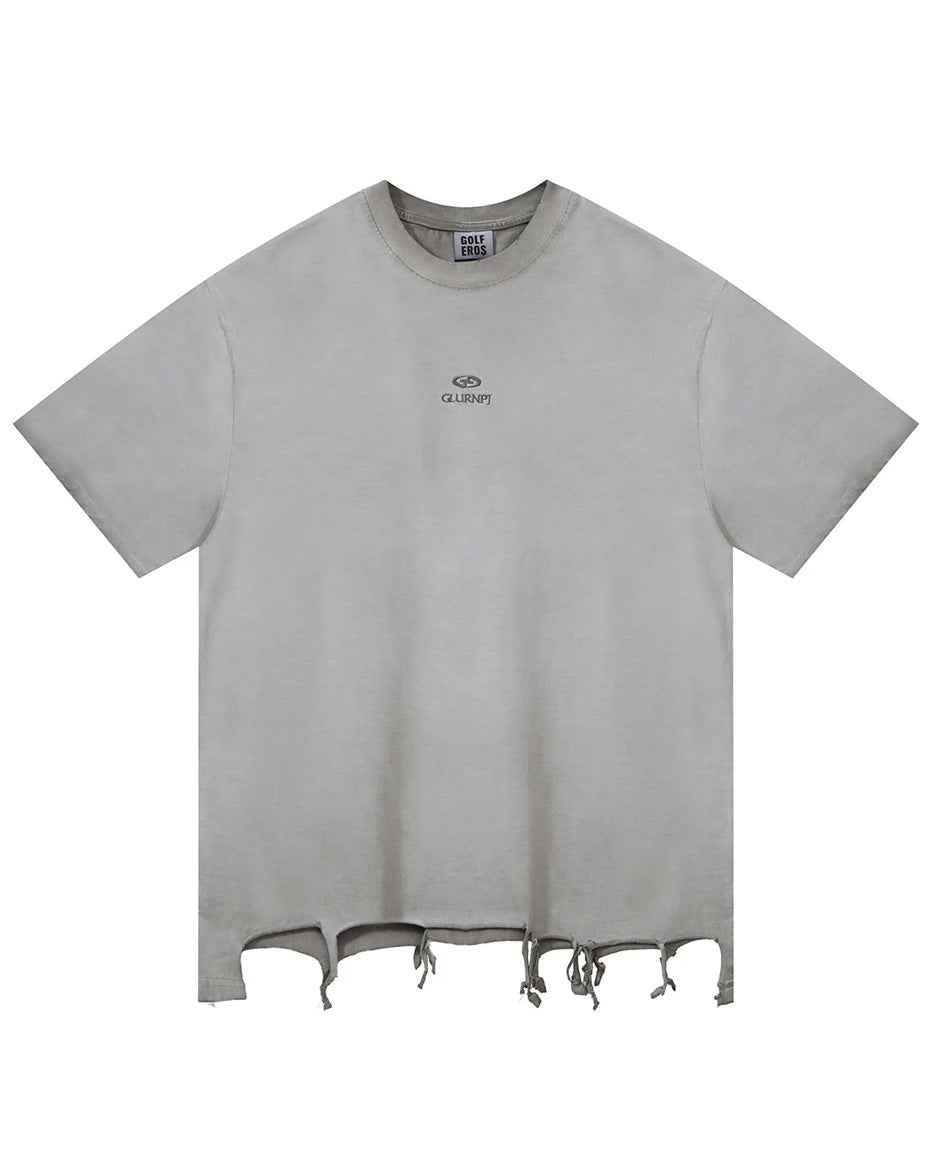 Plain Color Ripped Oversized T-Shirt