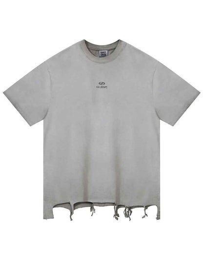 Plain Color Ripped Oversized T-Shirt