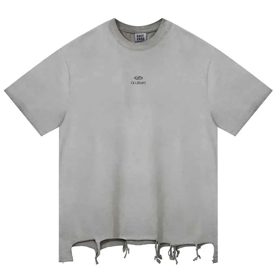Plain Color Ripped Oversized T-Shirt