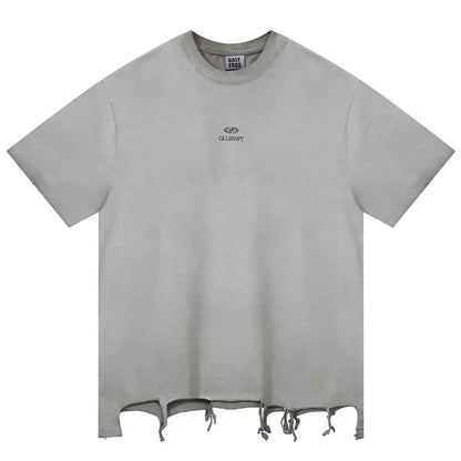 Plain Color Ripped Oversized T-Shirt