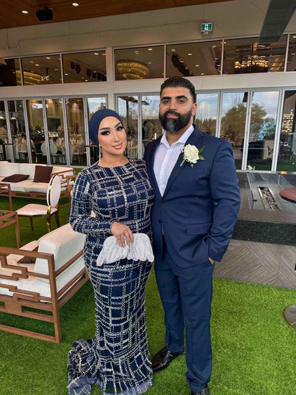 Sahara Embellished Silver Beaded Modest Long Sleeve Dresses