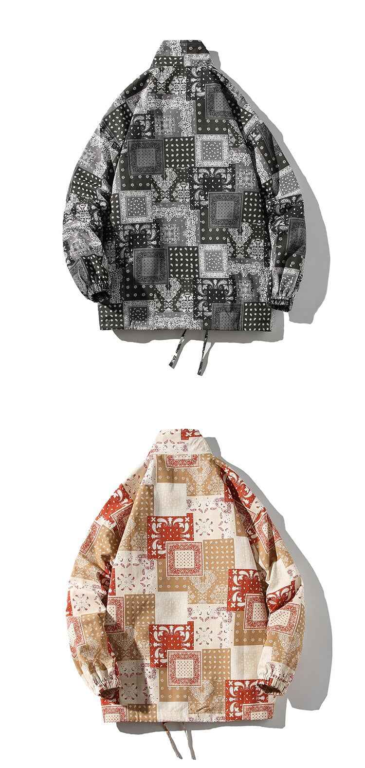 Seamless Stencil Design Round Collar Overshirt