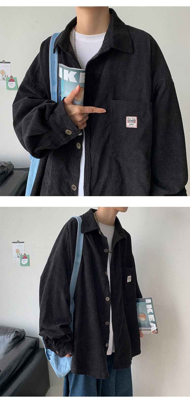 Corduroy Velvet Collar Shirt