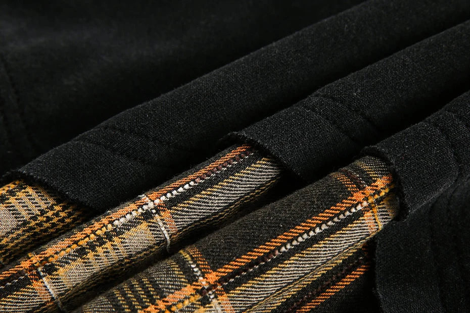 False Two Pieces Plaid Pullover Sweatshirt - Sneakernational