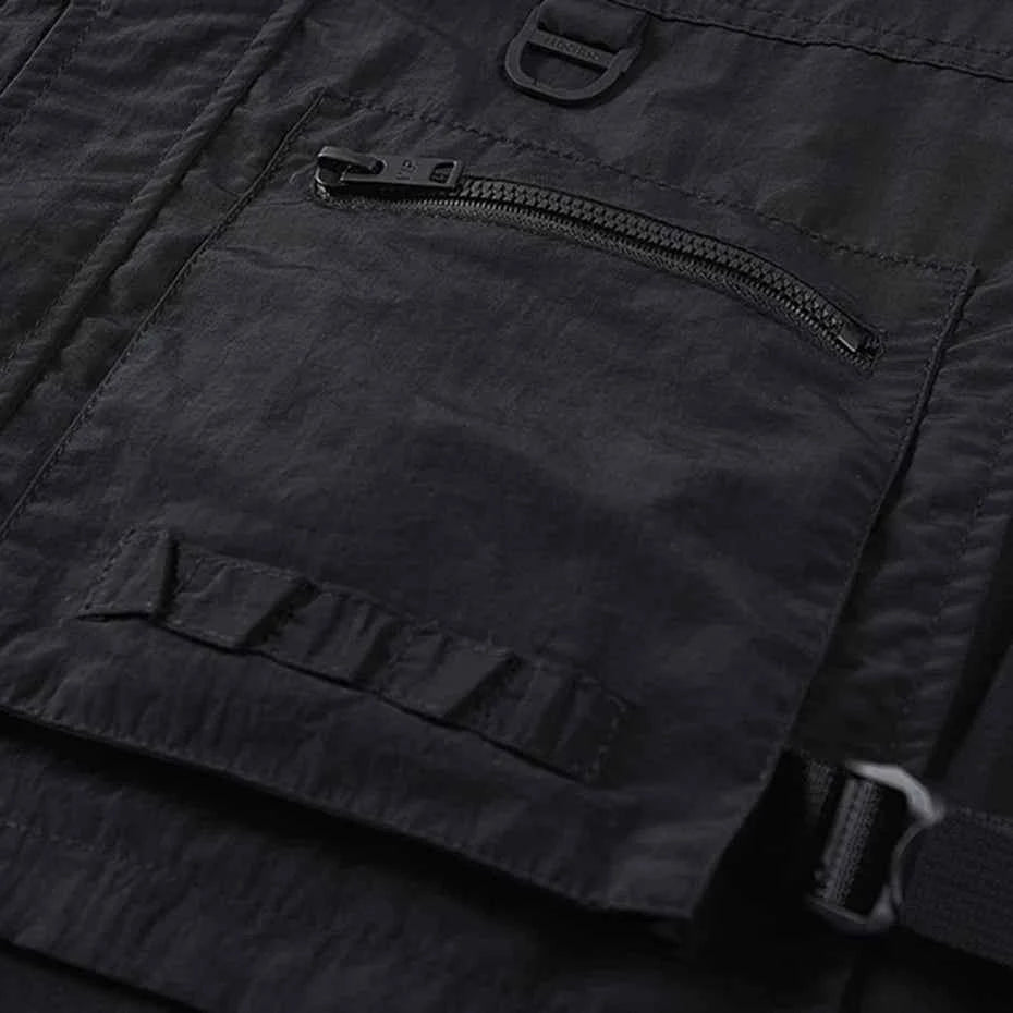 Black Color Half Vest Pockets T-Shirt