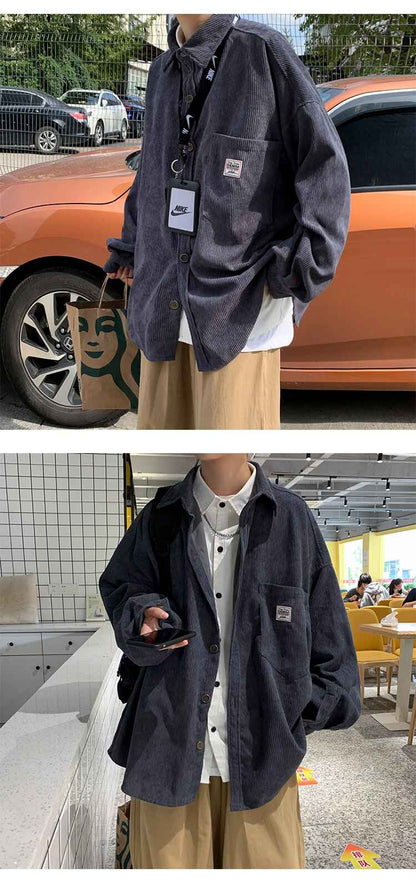 Corduroy Velvet Collar Shirt