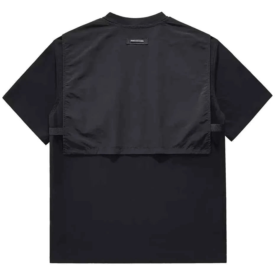 Black Color Half Vest Pockets T-Shirt