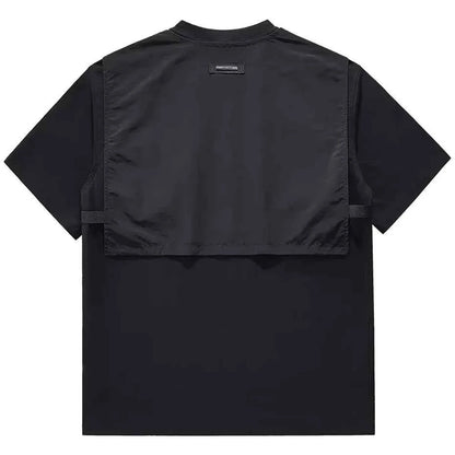 Black Color Half Vest Pockets T-Shirt