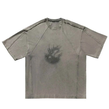 Gray Faded Color Loose T-Shirt