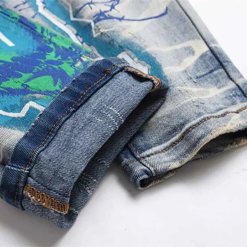SAVAGE Letters Lightning Ripped Pants