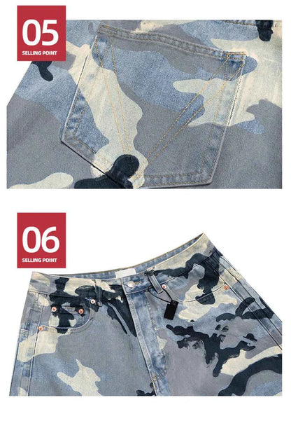 Blue Camo Wide Leg Pants