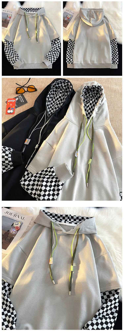 Vichy Checkered Pullover Hoodie
