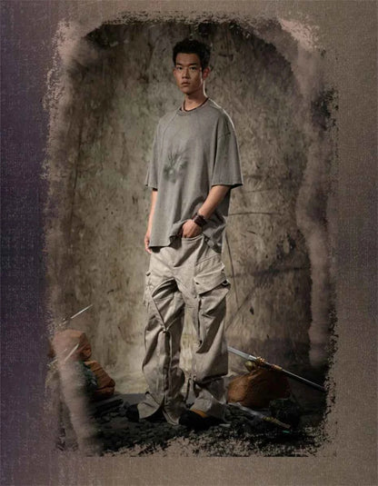Gray Faded Color Loose T-Shirt