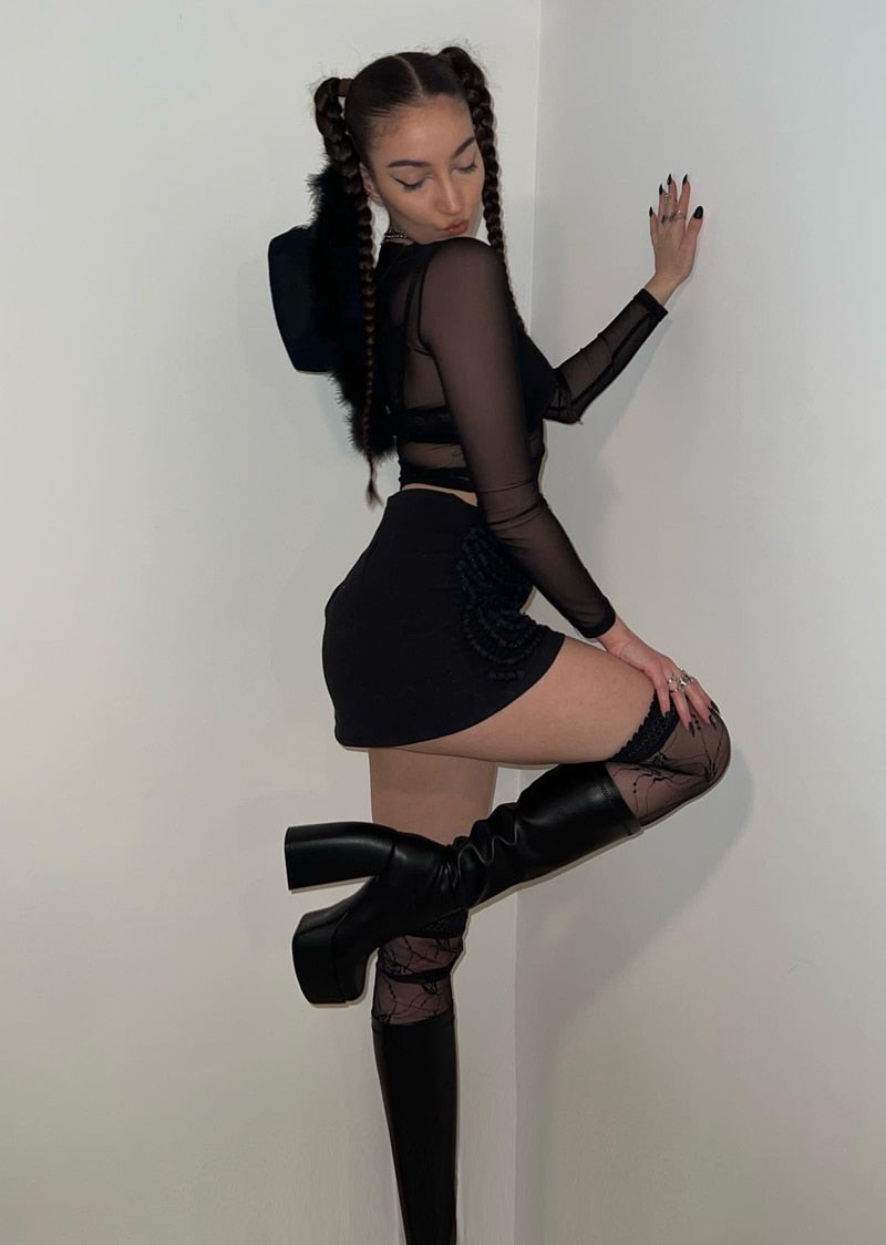 DAENE Knee-High Platform Heel Boots - Sneakernational
