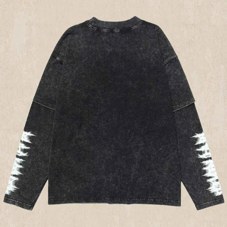 Coal Black Snowflake Sleeve T-Shirt