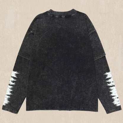 Coal Black Snowflake Sleeve T-Shirt